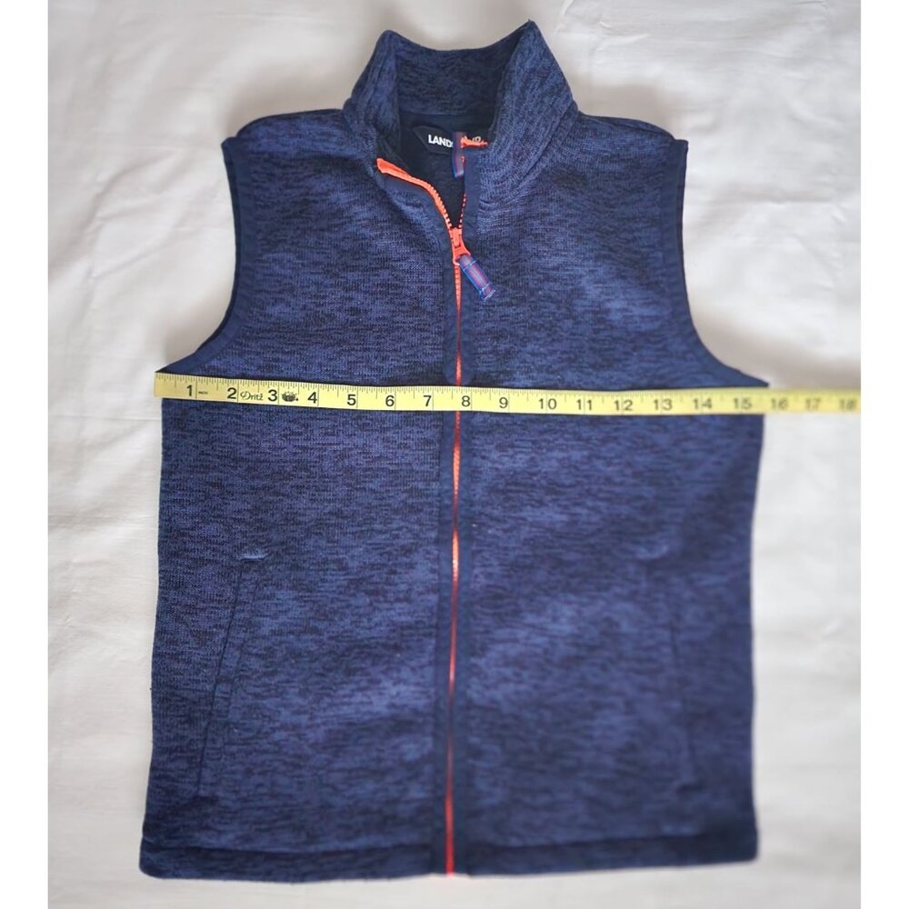 Lands End Kids Boys True Navy Heather Full Zip‎ Front Sweater Fleece Vest Small - Picture 11 of 12